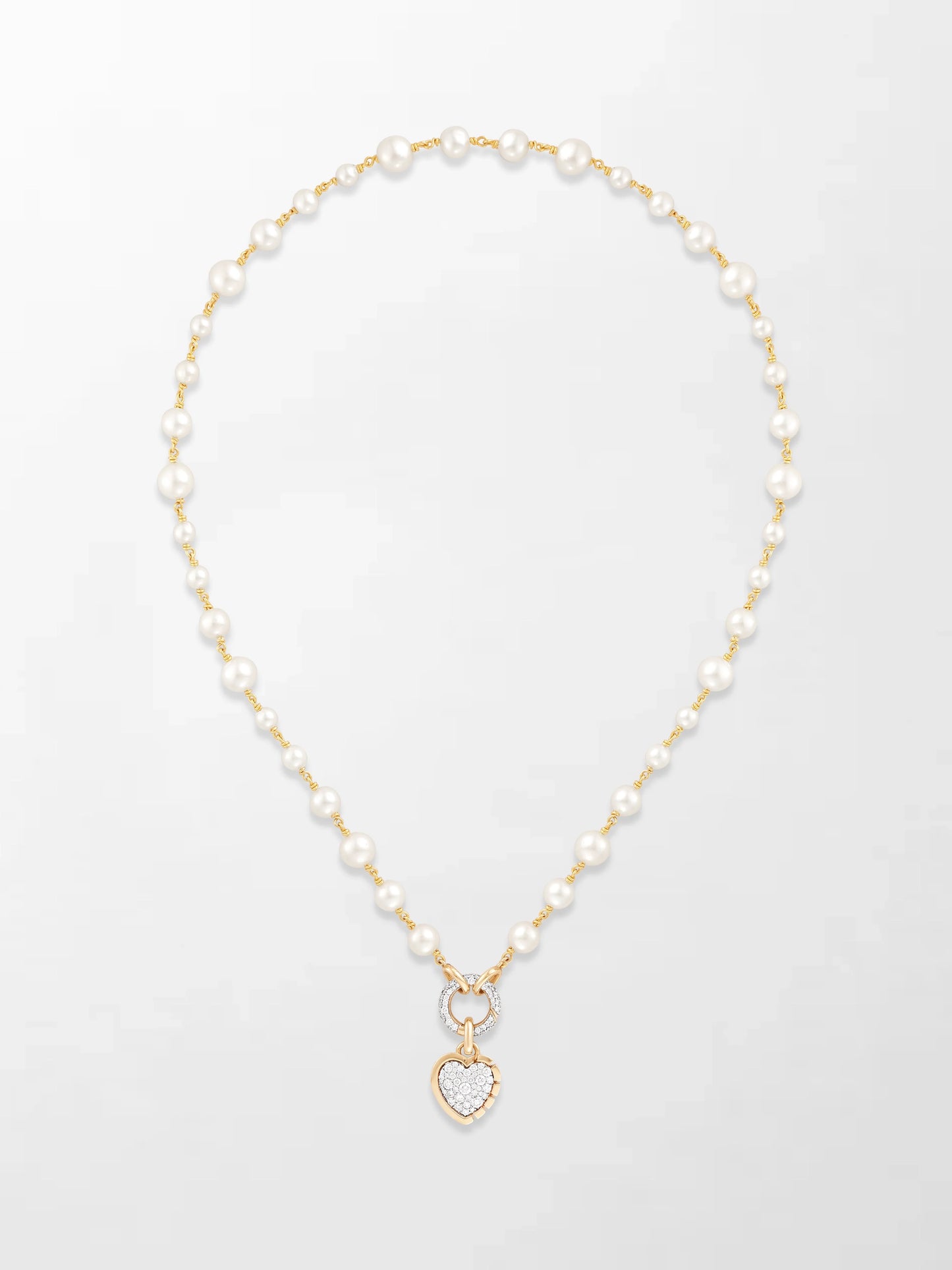 Akoya Pearl Necklace with Split Bezel Heartlight Pendant