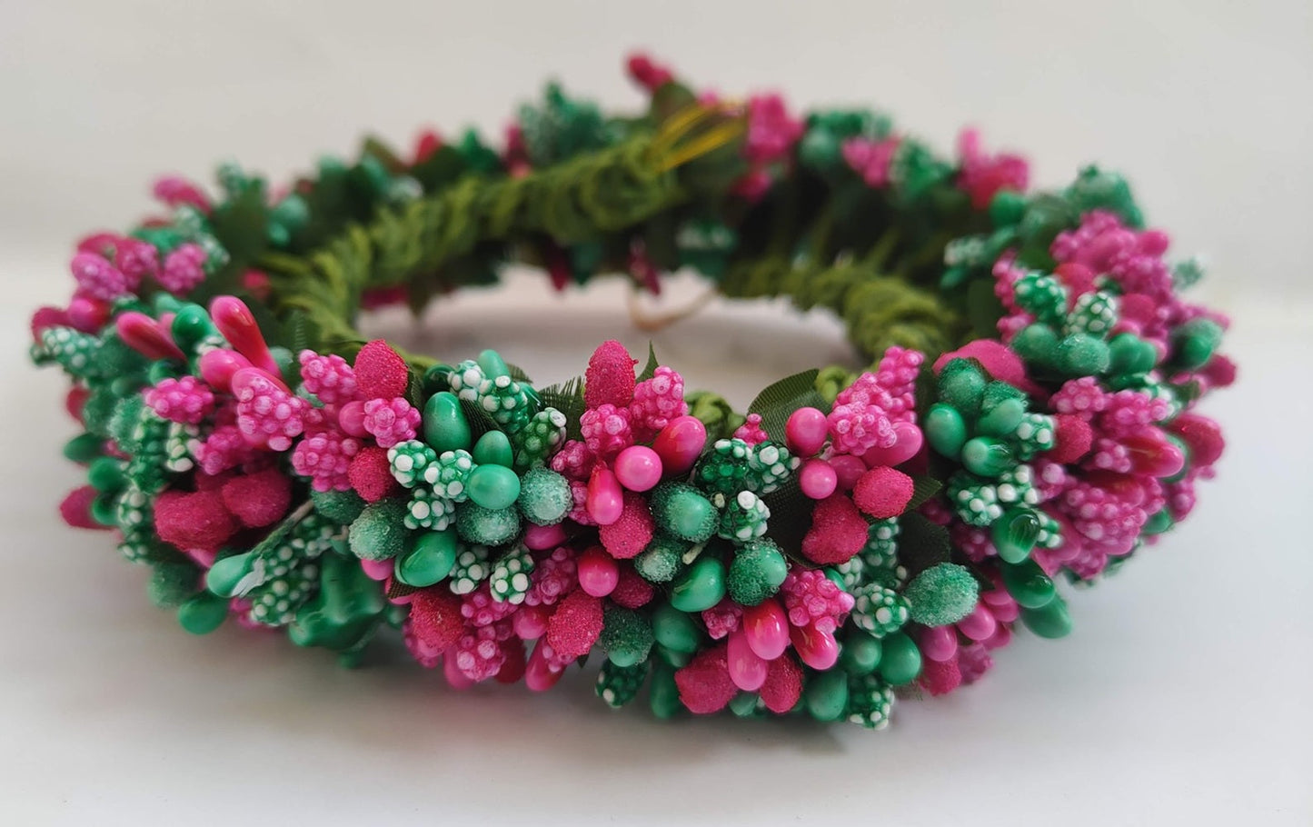 Pink and Green Pollens Gajra