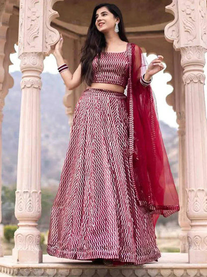 Tulsi Art Pink Sequins Heavy Net Party Wear Lehenga Choli With Dupatta
