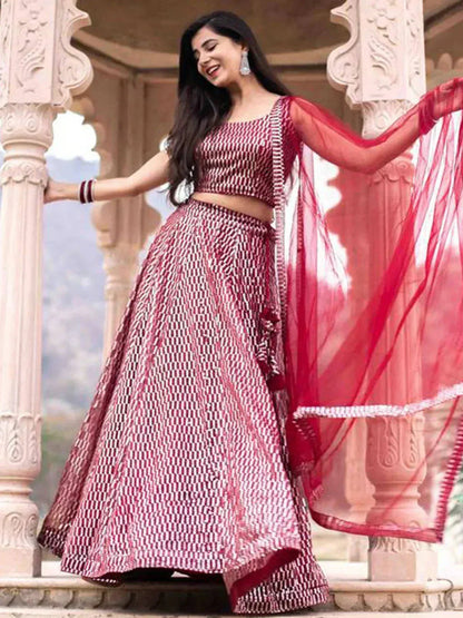 Tulsi Art Pink Sequins Heavy Net Party Wear Lehenga Choli With Dupatta