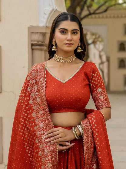 Lehenga Mart Orange Designer Wedding Wear Lehenga Choli