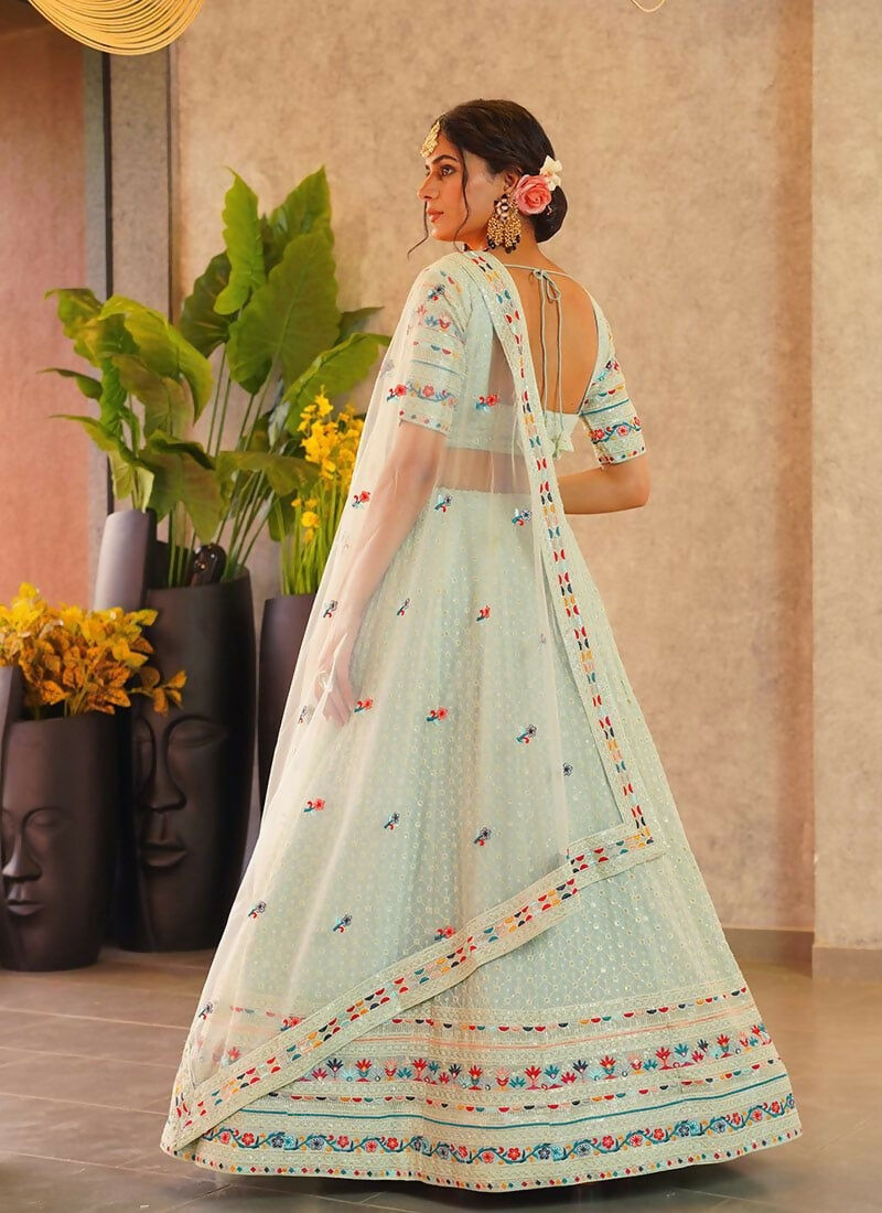 Lehenga Mart Sky Star Faux Georgette Designer Bollywood Style Wedding Wear Lehenga Choli
