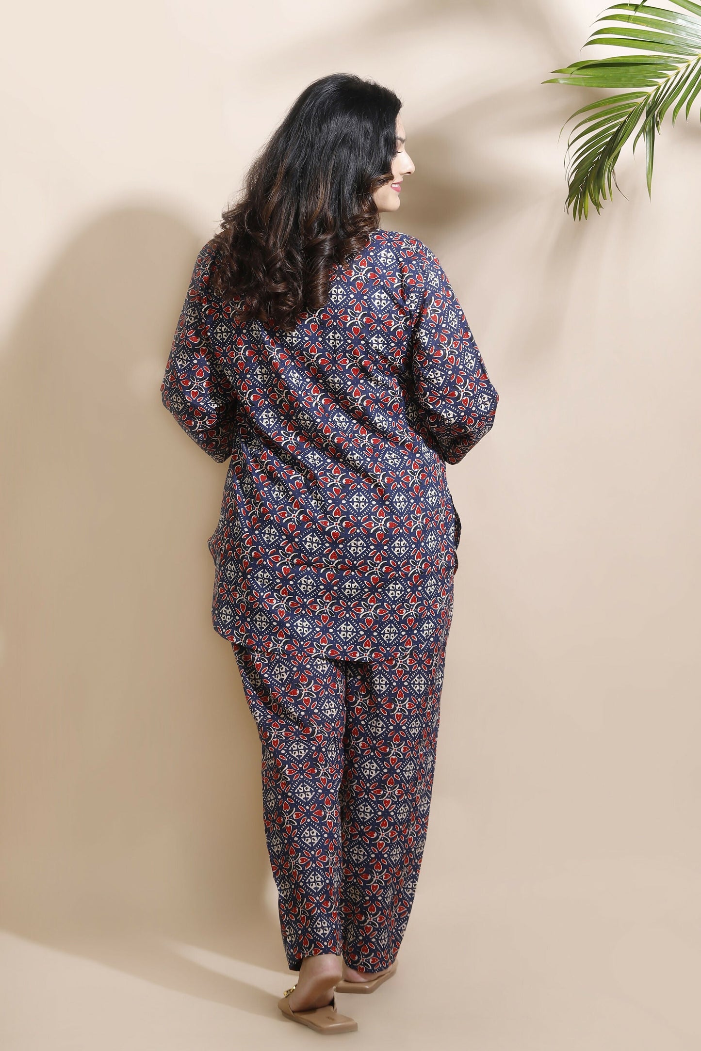 Breathables Geometric Cotton Co-Ord Set  Blue