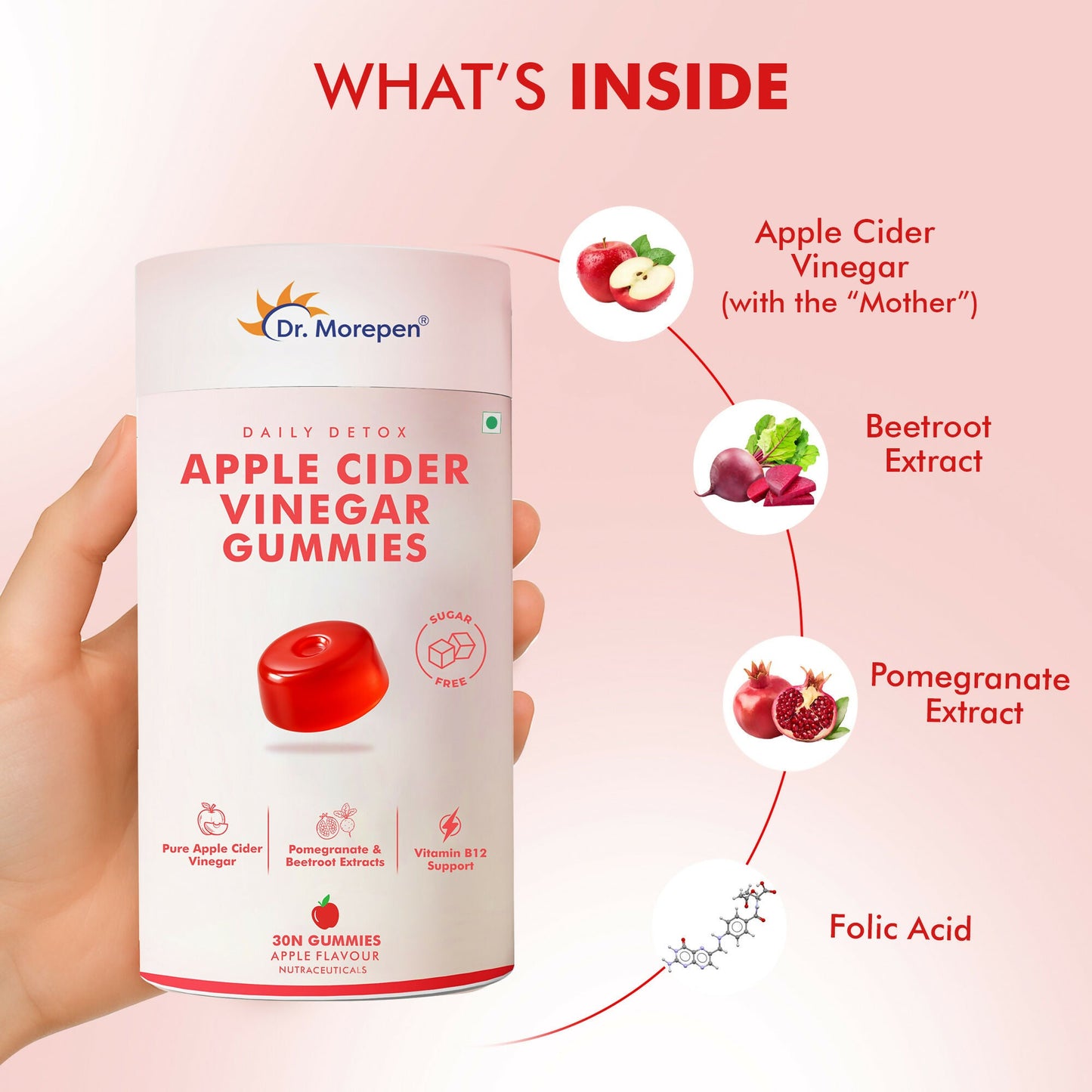 Dr. Morepen Apple Cider Vinegar Gummies - Apple Flavor