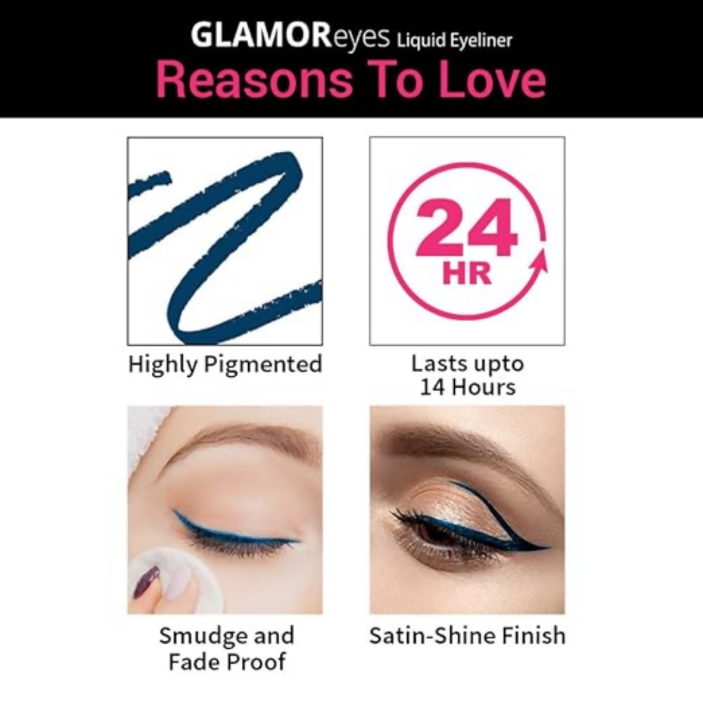 Nykaa Glamoreyes Waterproof & Smudgeproof Coloured Natural Liquid Eyeliner - Blue