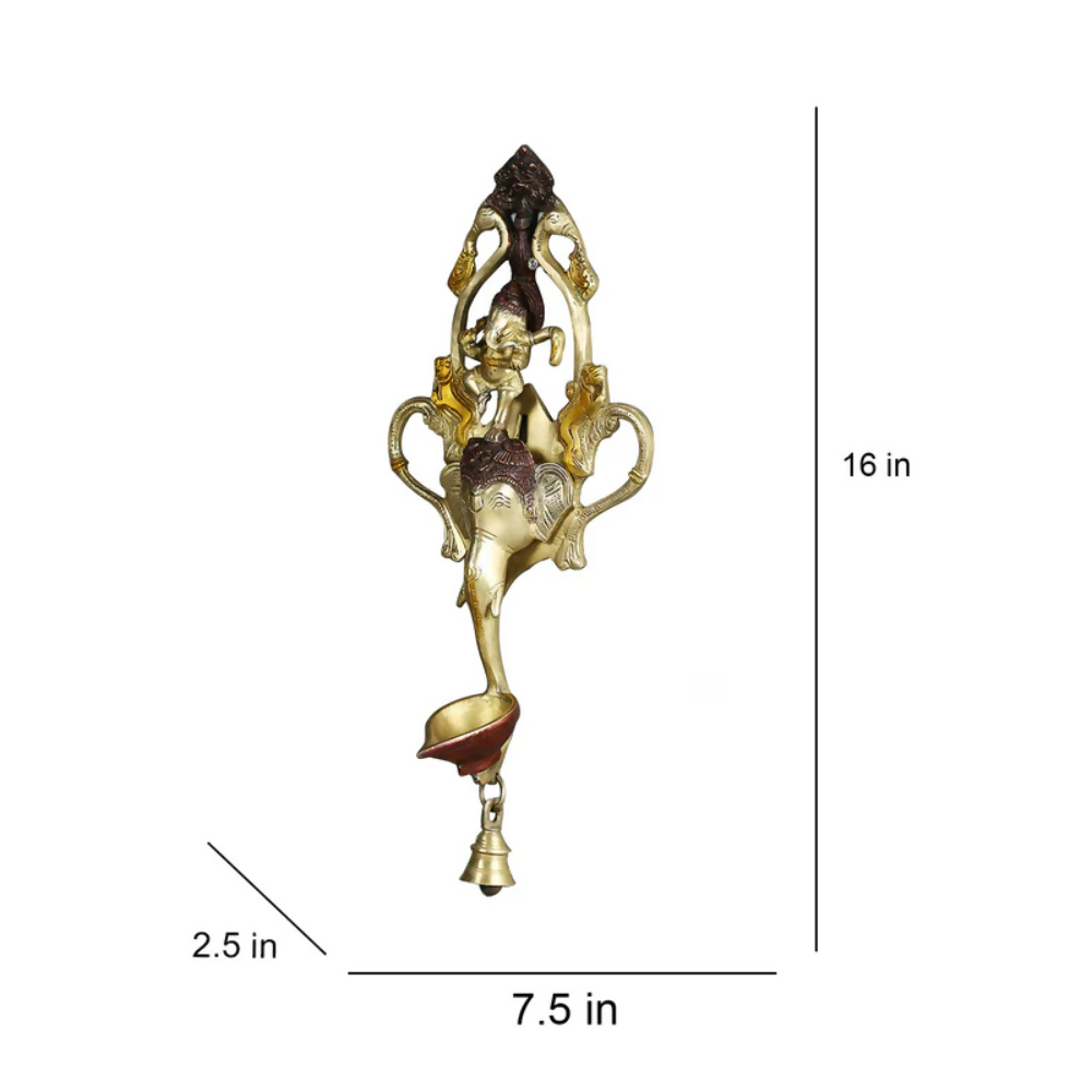 CraftVatika Ganesha Design Spiritual Brass Bell Oil Diya Lamp