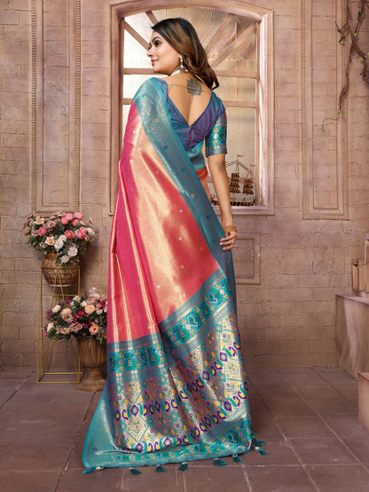 Aastha Fashion Red Banarasi Tissue Silk Weaving Saree