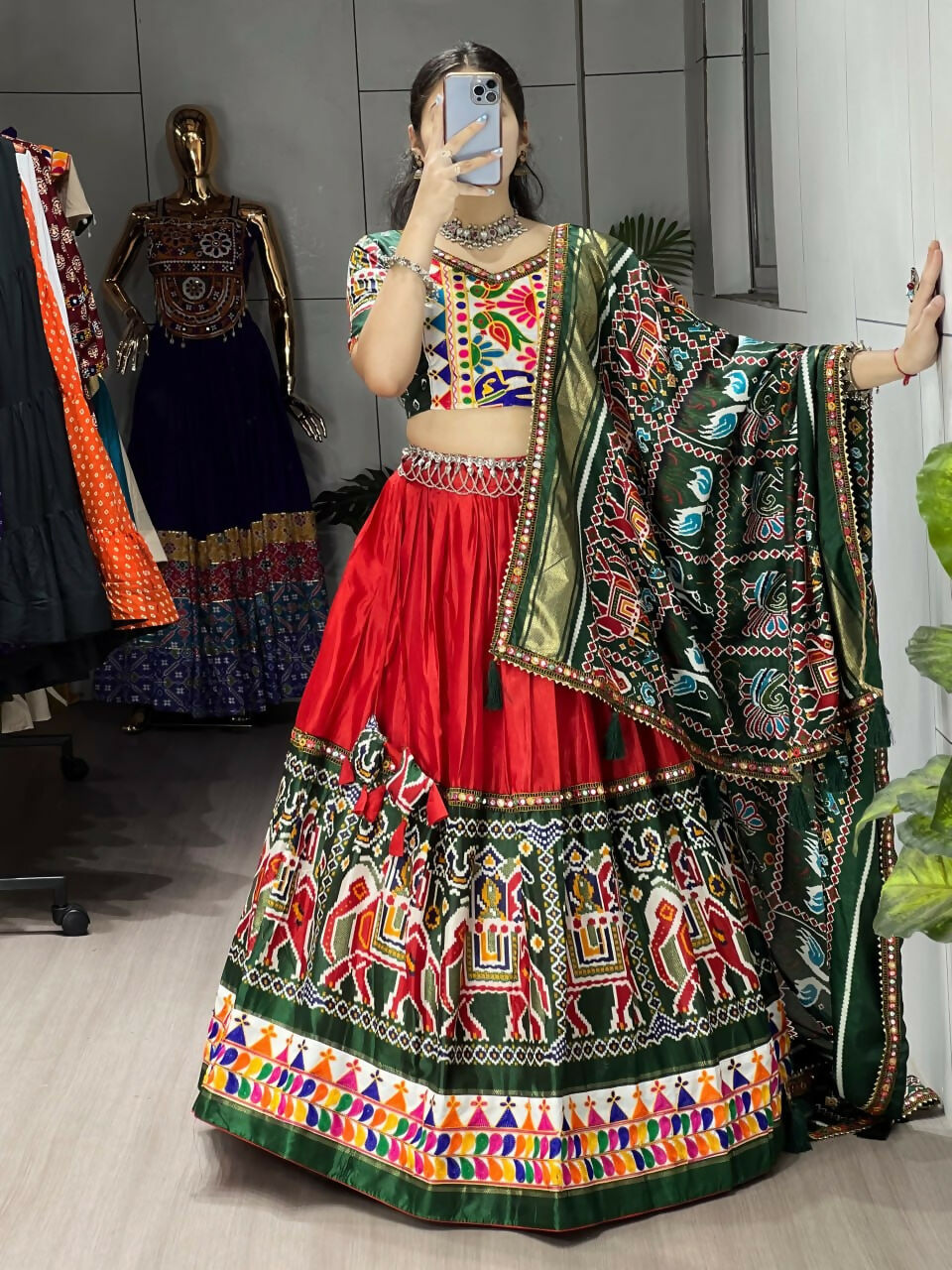 Yash Enterprise Multicolor Dhola Silk Embroidery Semi Stitched Navratri Chaniya Choli