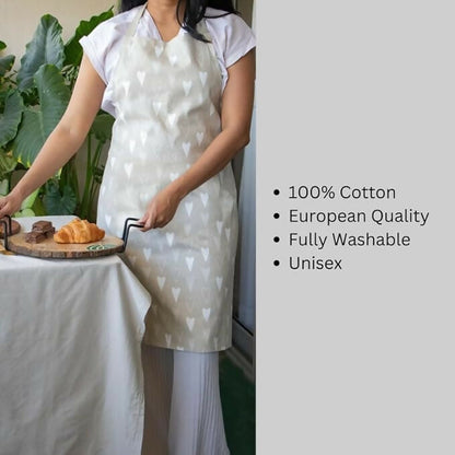 Oak & Lily 100% Cotton Kitchen Apron-Red Heart