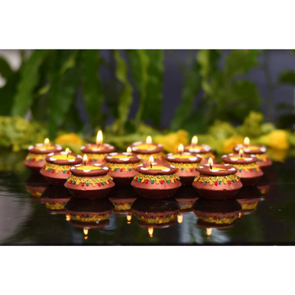 CraftVatika Handmade Wax Clay Mitti Diya For Decoration