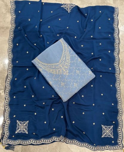 KC Designer Baby Blue 3 Piece Salwar Suit For Women Indian Wear