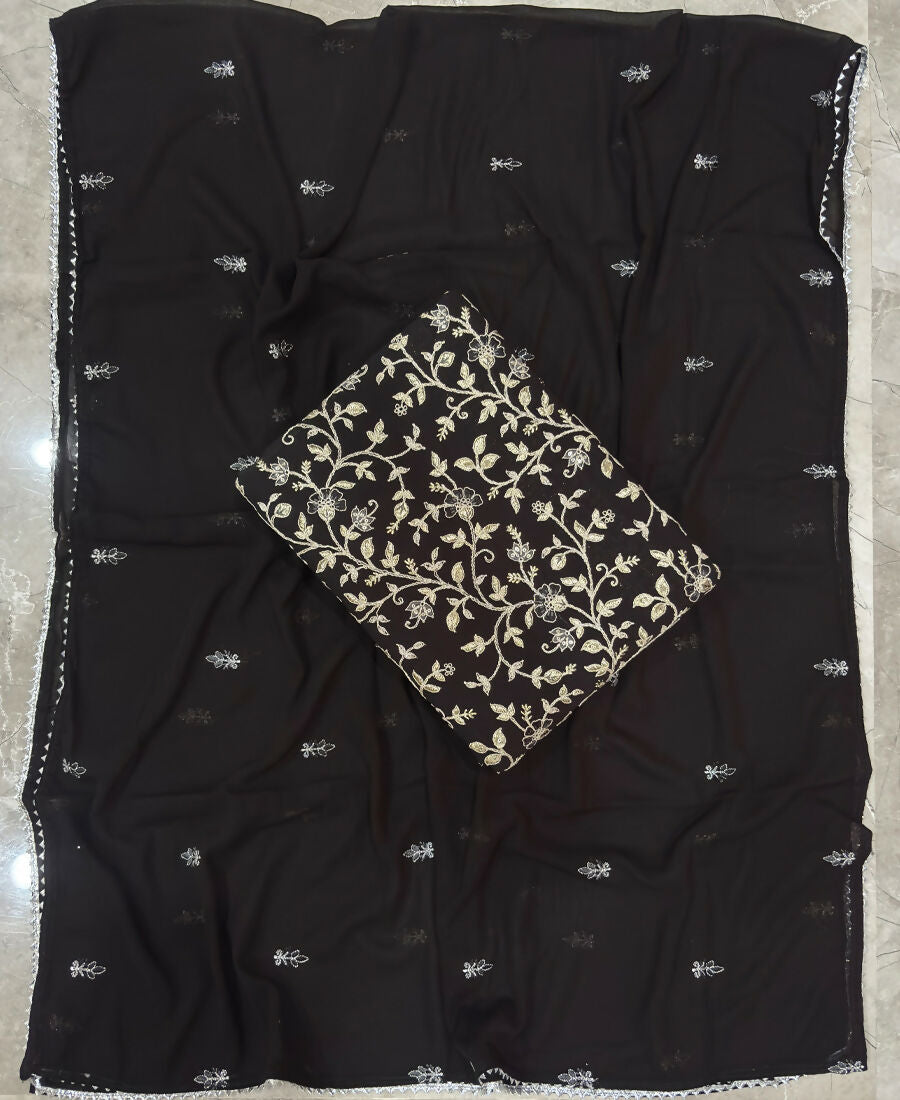 KC Black Straight Suit For Women Georgette Fabric