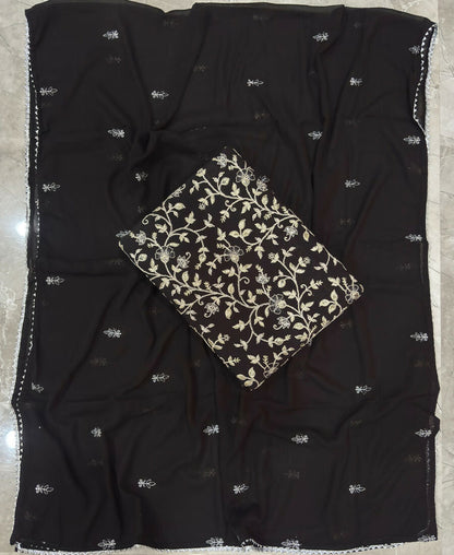 KC Black Straight Suit For Women Georgette Fabric