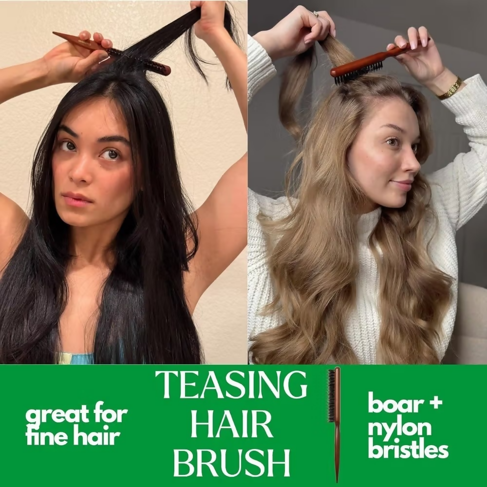 Bronson Professional Back Combing Teasing Brush and Hair Finishing Brush