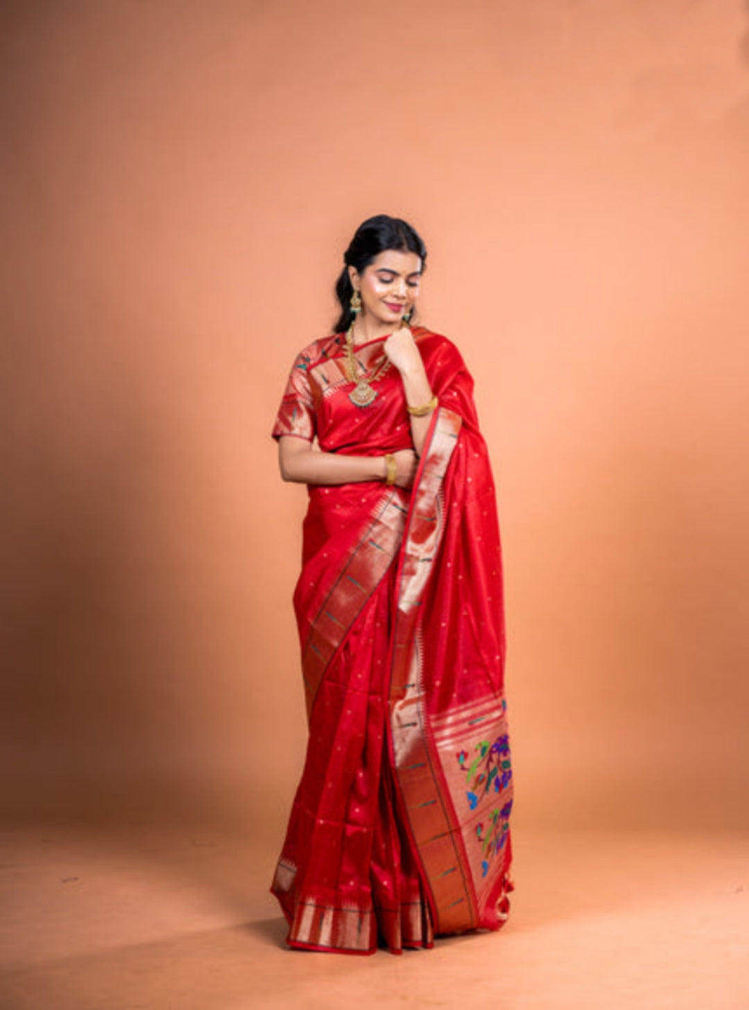 Jyoti Fashion Women's Maroon Soft Khadi Raw Silk Zari Woven Saree with Blouse