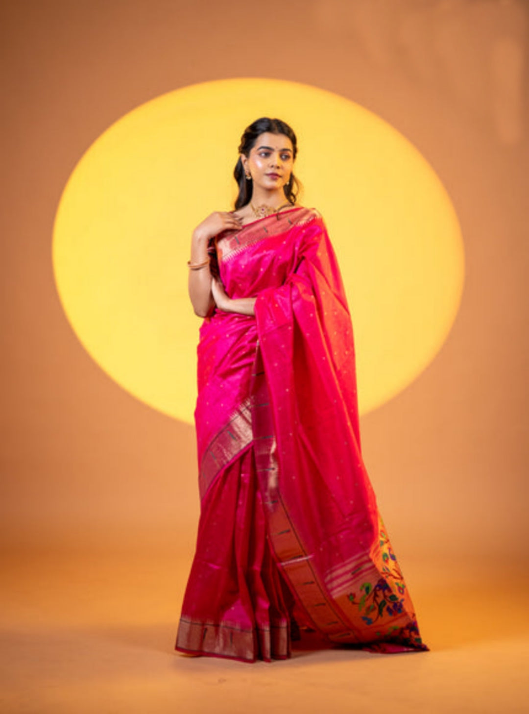 Jyoti Fashion Women's Pink Soft Khadi Raw Silk Zari Woven Saree with Blouse