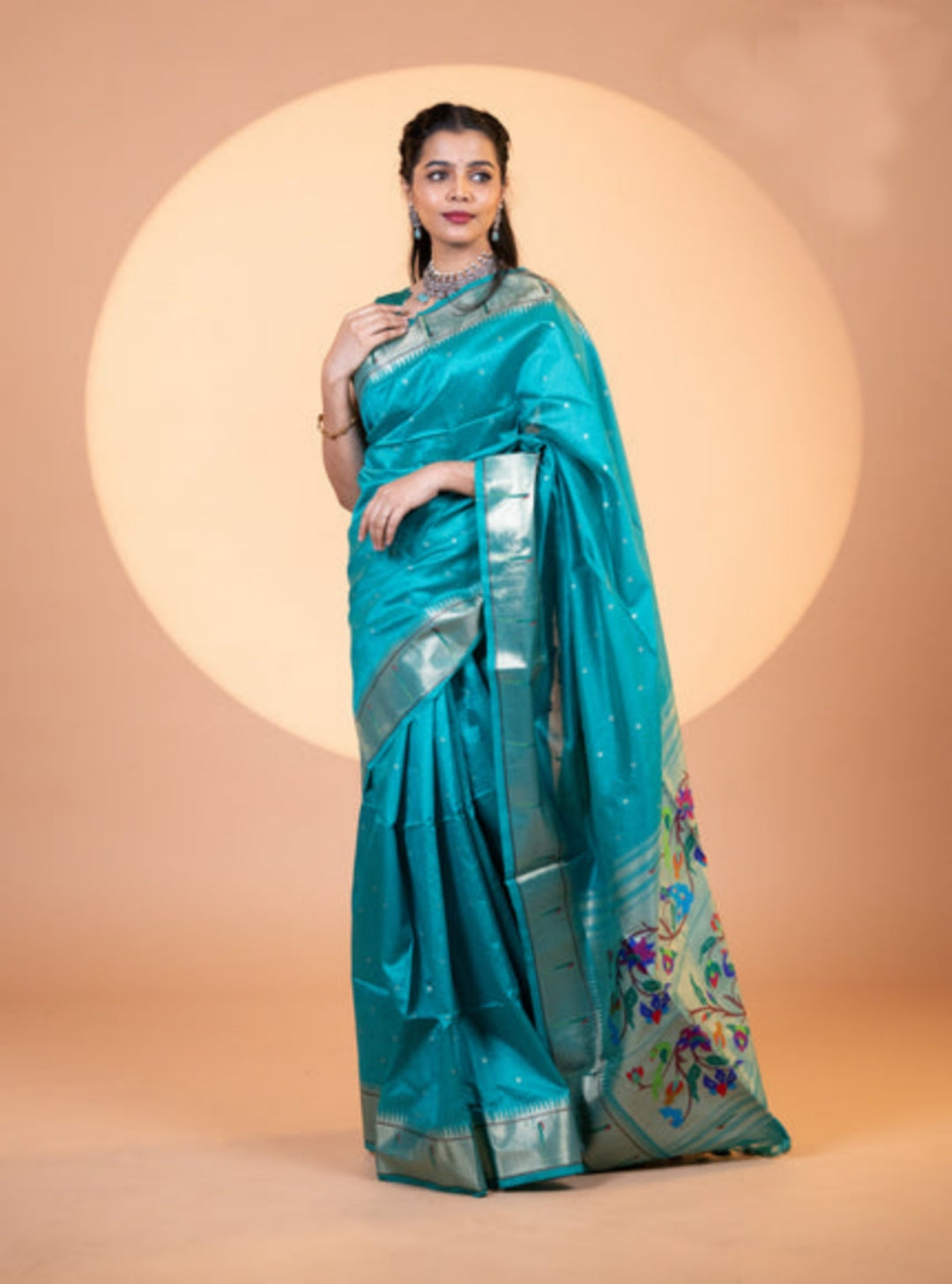 Jyoti Fashion Women's Rama Soft Khadi Raw Silk Zari Woven Saree with Blouse