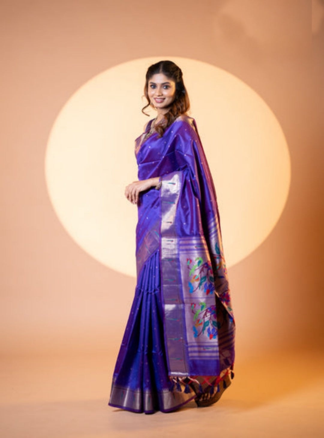 Jyoti Fashion Women's Royal Blue Soft Khadi Raw Silk Zari Woven Saree with Blouse