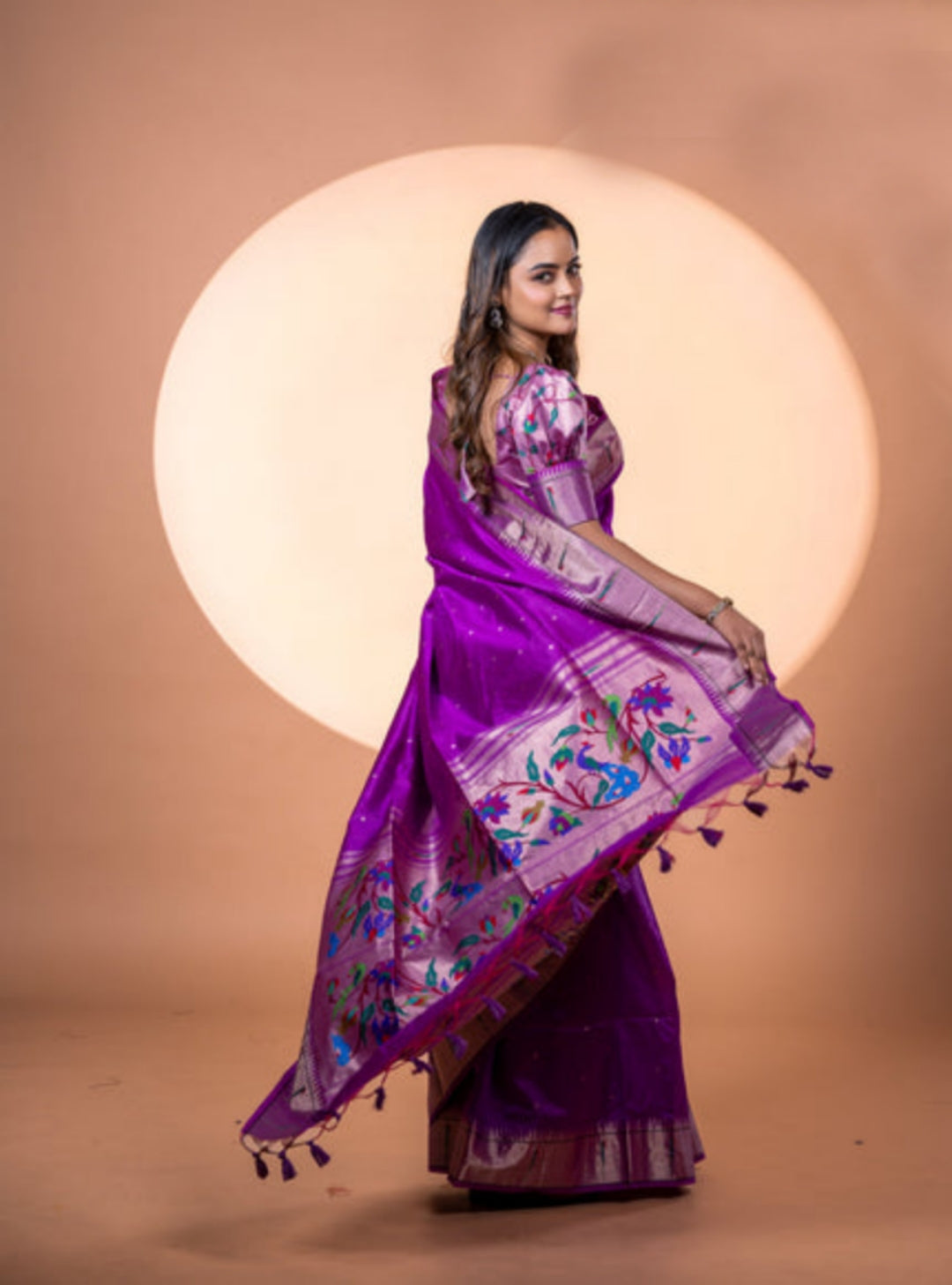 Jyoti Fashion Women's Wine Soft Khadi Raw Silk Zari Woven Saree with Blouse