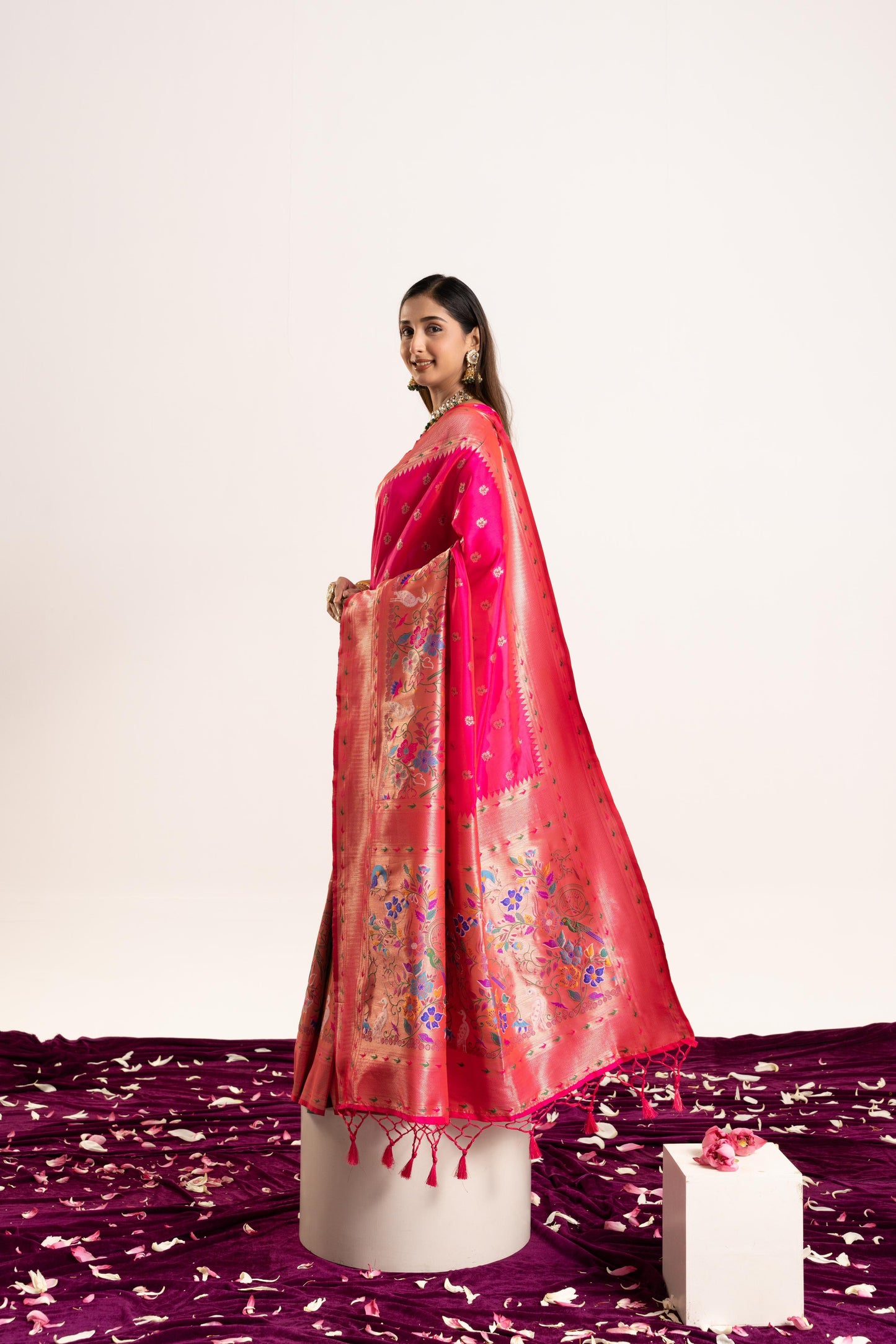 Jyoti Fashion Women's Pink Soft Banarasi Silk Zari Woven Saree with Blouse