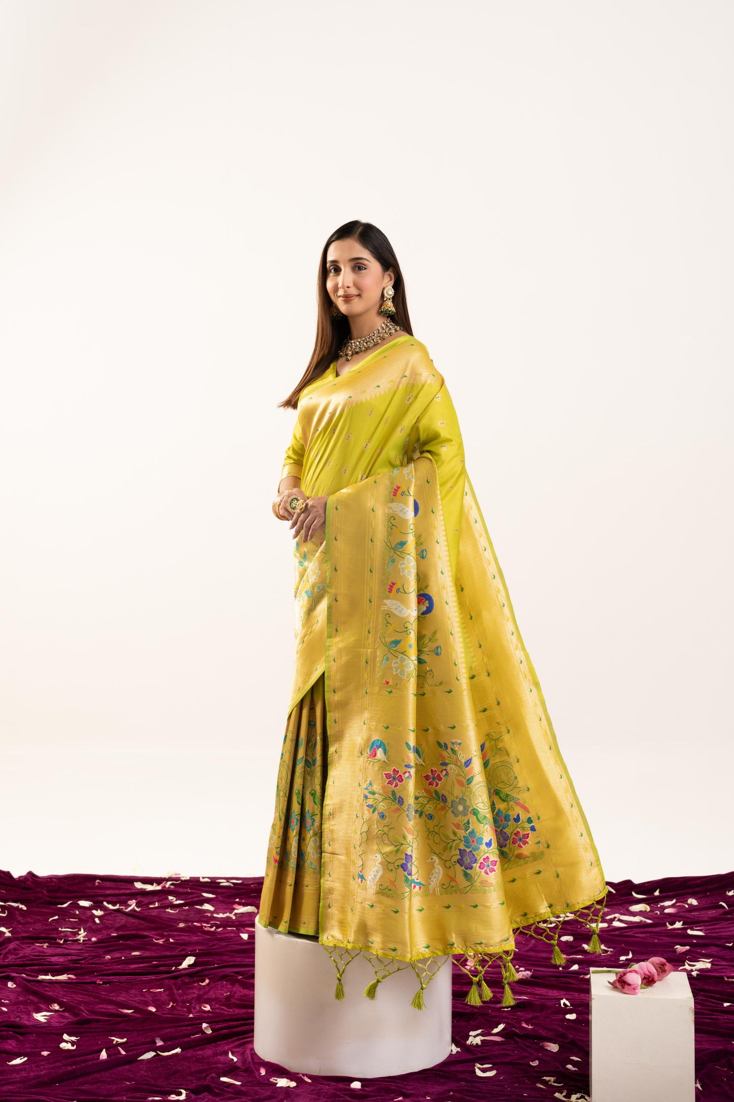 Jyoti Fashion Women's Pista Soft Banarasi Silk Zari Woven Saree with Blouse
