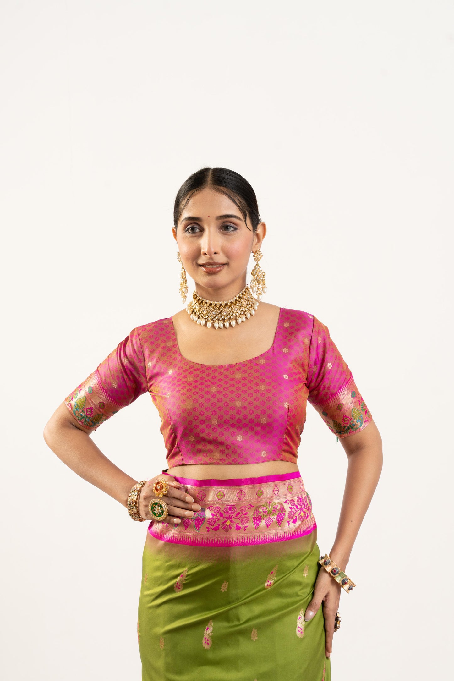Jyoti Fashion Women's Mehendi Soft Banarasi Silk Zari Woven Saree with Blouse