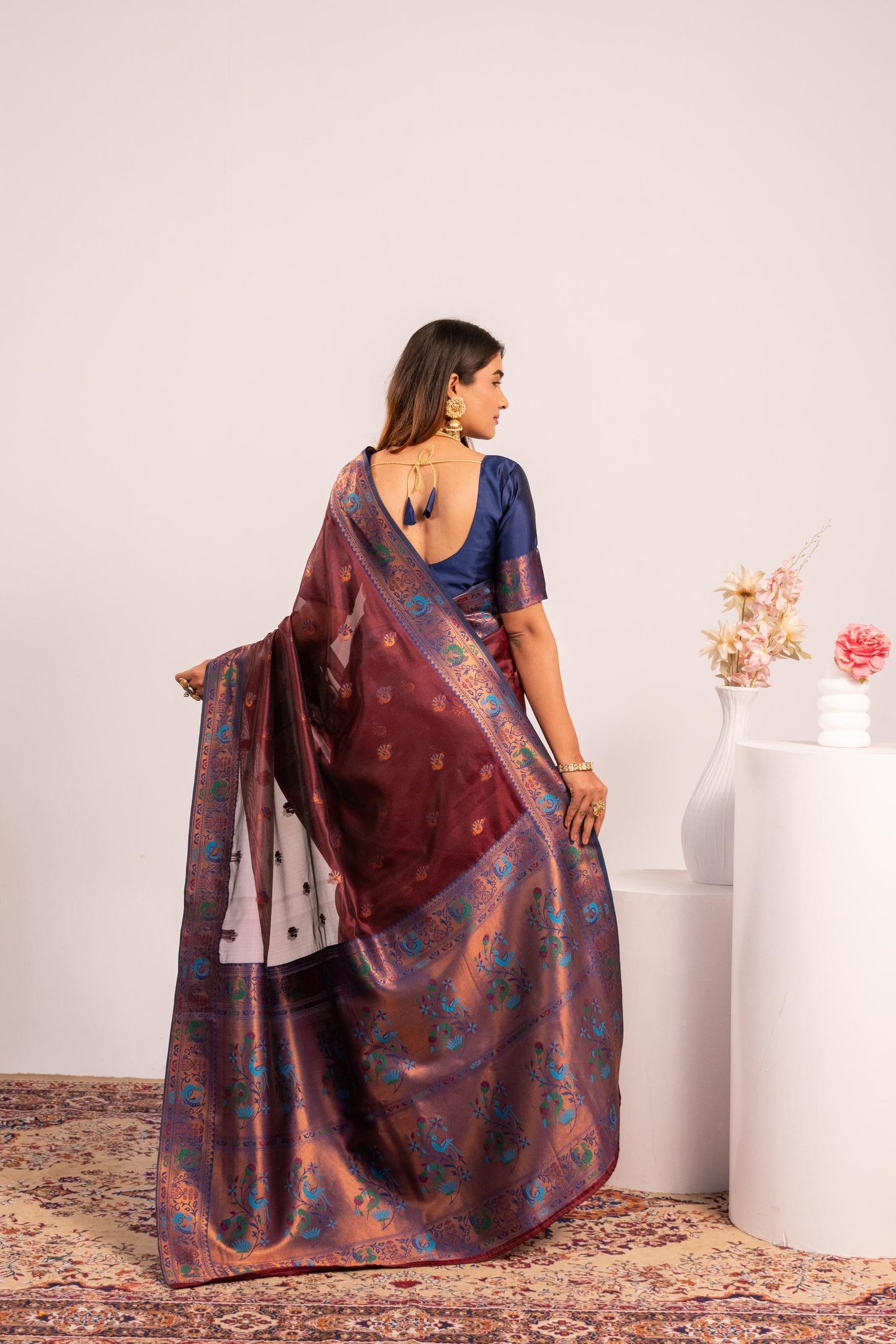 Jyoti Fashion Women's Coffee Soft Tissue Silk Zari Woven Saree with Blouse