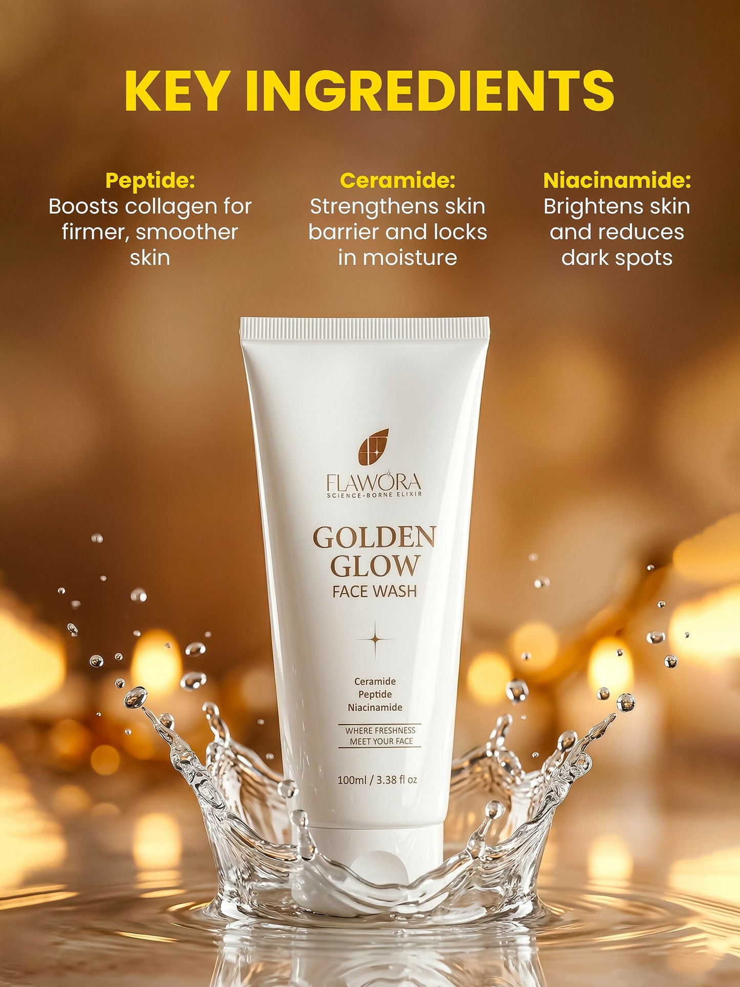 Flawora Golden Glow Face Wash