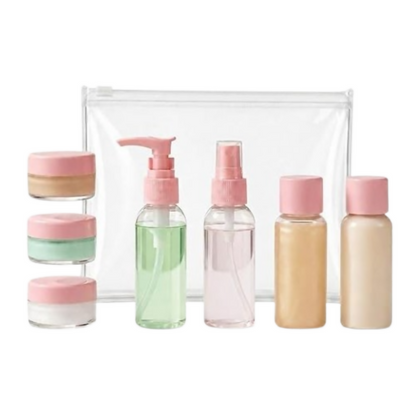 Temperia Travel Bottles for Toiletries - Refillable Empty Mini Containers with Pouch