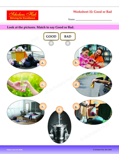 Step By Step Skills-Values And Life Skills Colorful Tearable Worksheets
