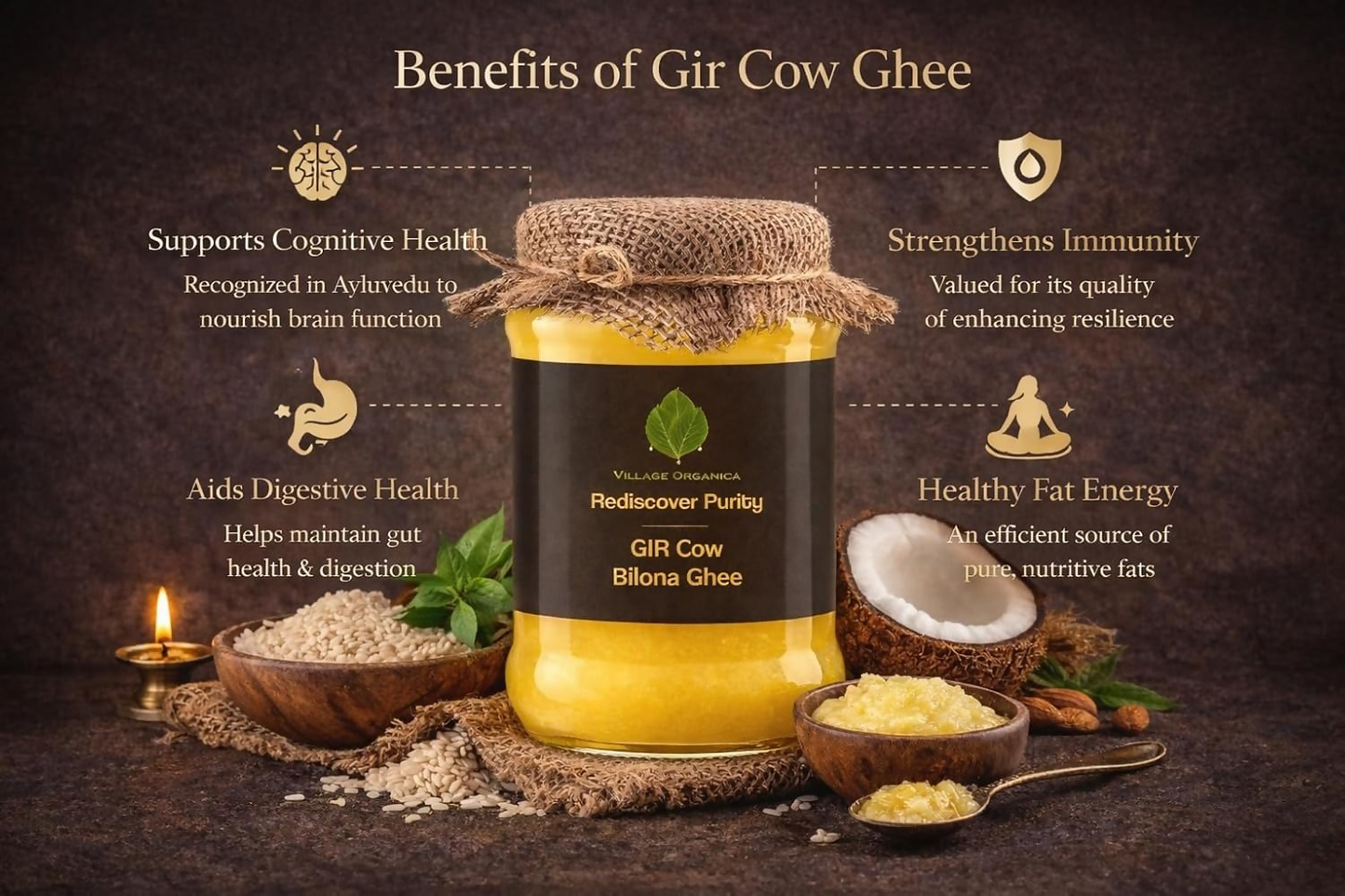 Village-Organica A2 Gir Cow Ghee,Traditional Bilona Method