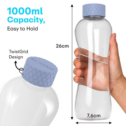 Rioware Glass Water Bottle - Blue