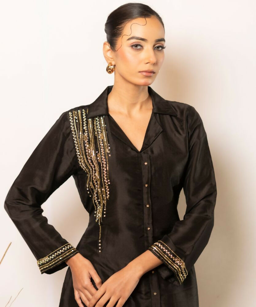 Timaraa Midnight Black Hand Embellished Co-Ord Set