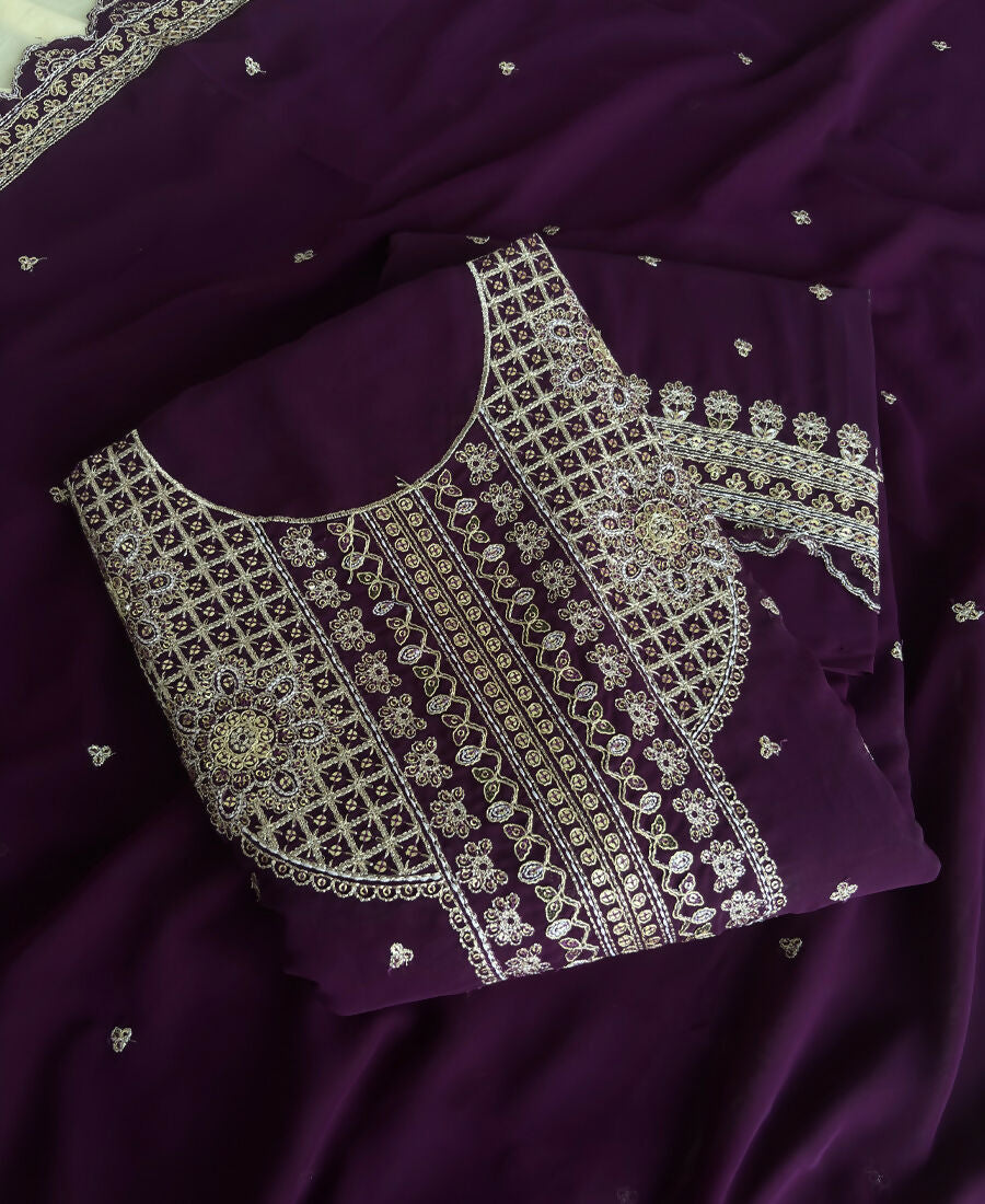 KC New Georgette Short Salwar Kameez Pakistani Style Purple