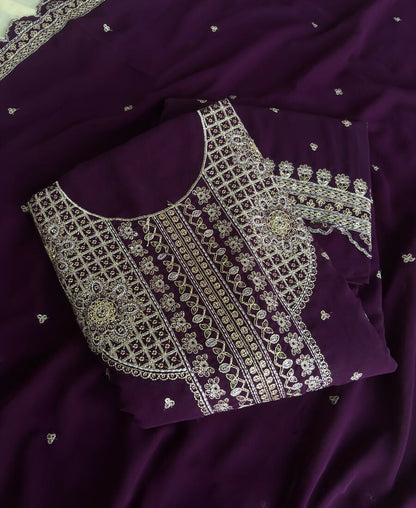 KC New Georgette Short Salwar Kameez Pakistani Style Purple