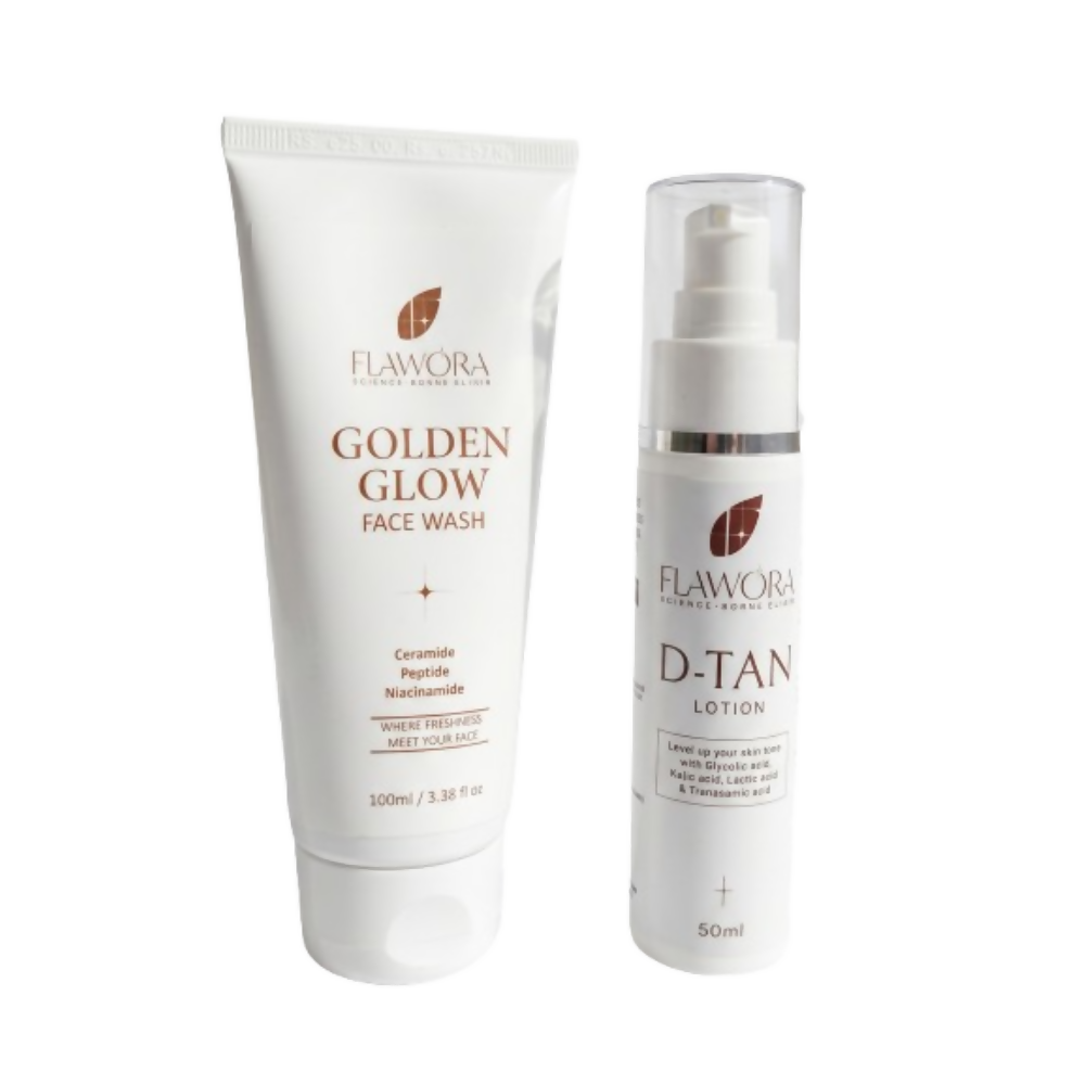 Flawora Set of Golden Glow Face Wash and D-Tan Lotion