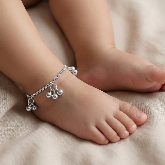 Silver Cute Orb Kids Anklet (0 - 1 Years)