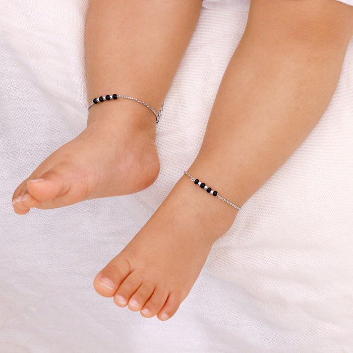 (Pair) Silver Minimal Nazariya Kids Anklets (0 - 1 Years)