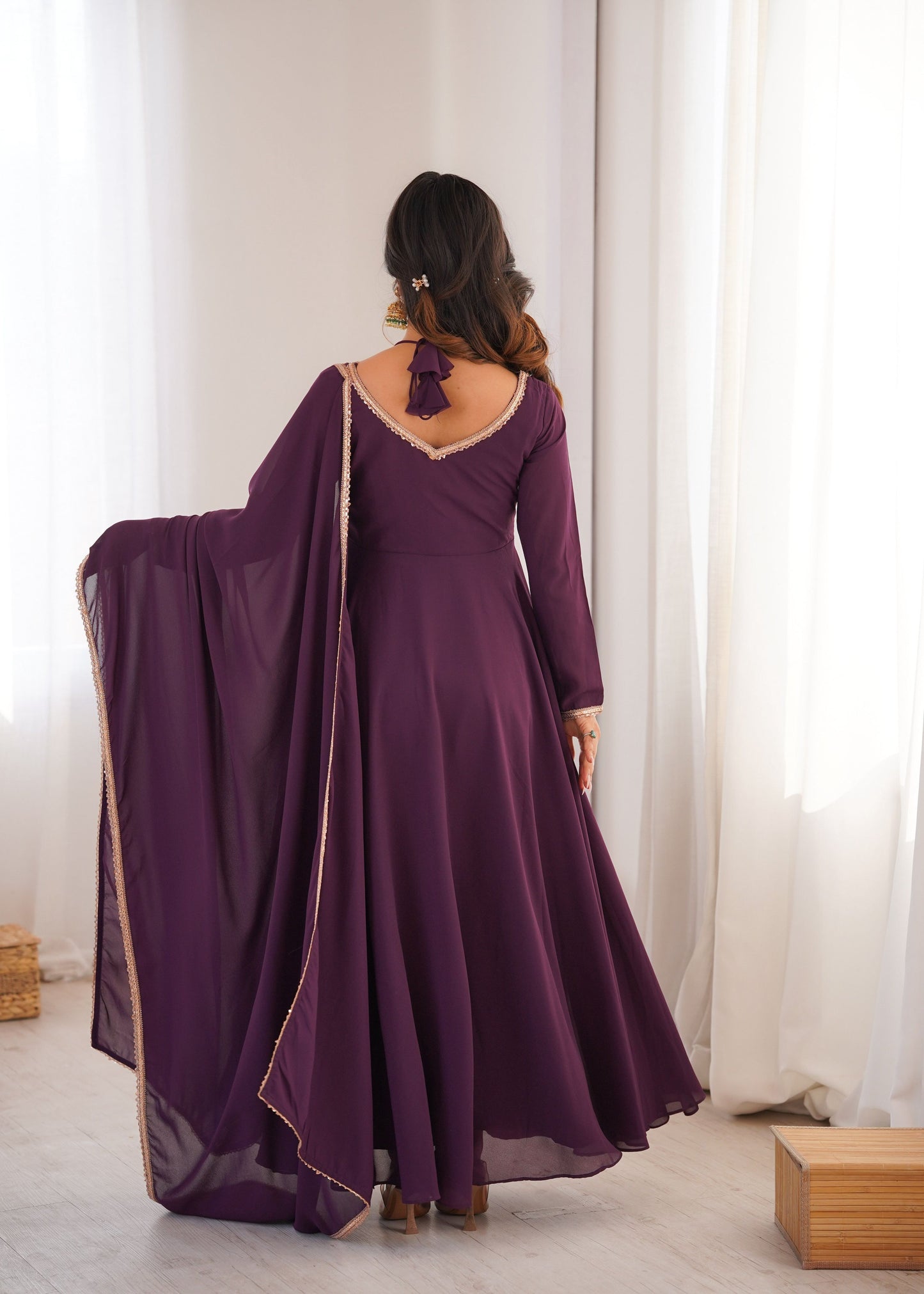 Lehenga Mart Designer Anarkali Suit With Kurta Dupatta For Women-Wine