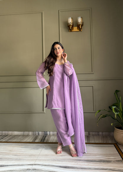 Lehenga Mart Designer Salwar Suit With Kurta Pant Dupatta For Women-Lavender