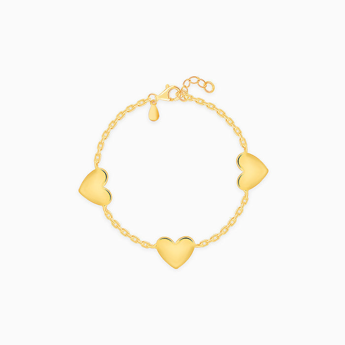 Golden Triple Heartbeat Kids Bracelet