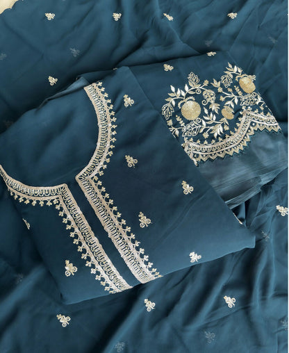 KC Bollywood Style Teal Blue Georgette Suit For Women