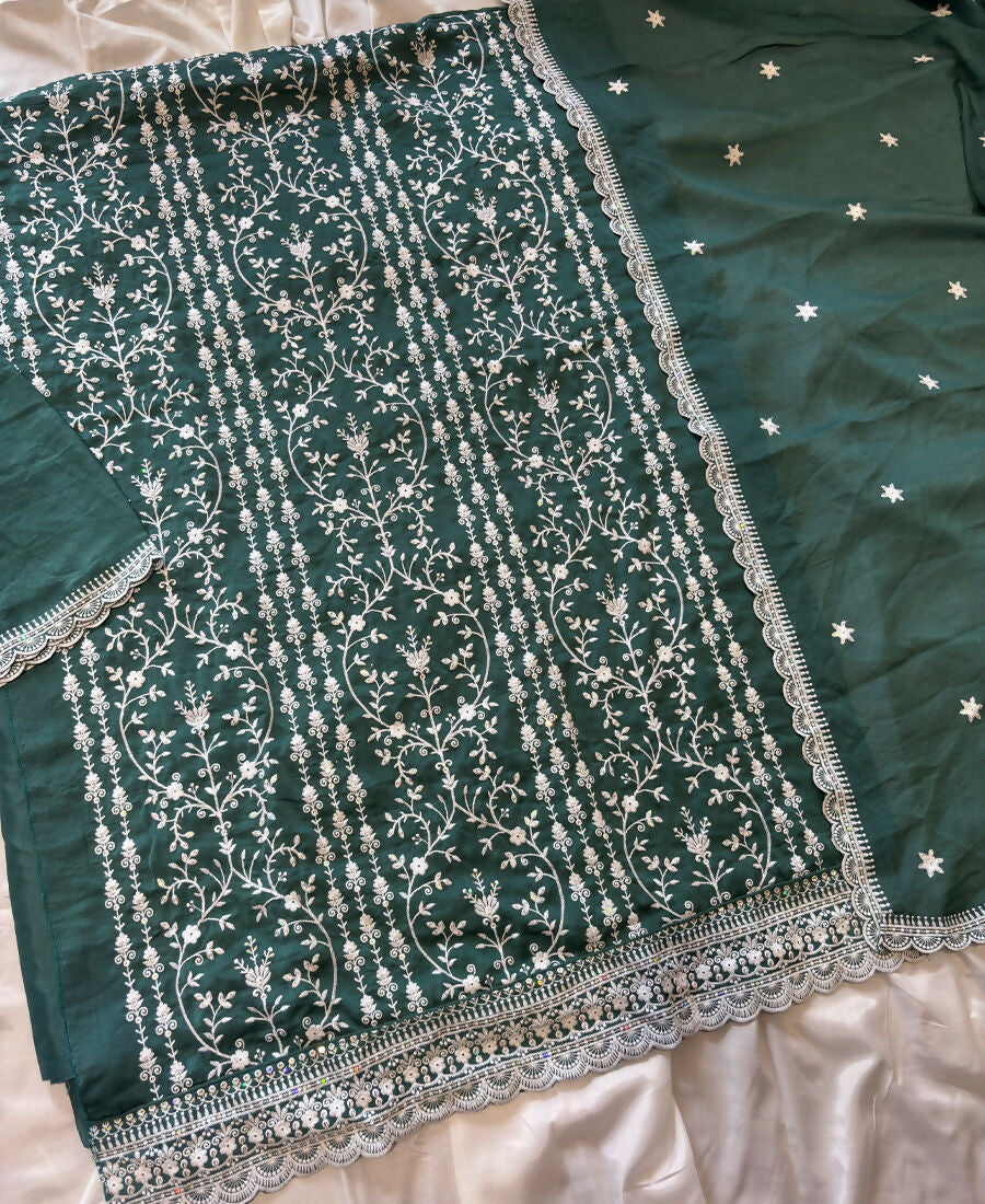 KC Aqua Blue Summer Wear Rangoli Silk Straight Suit For Women