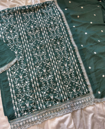 KC Aqua Blue Summer Wear Rangoli Silk Straight Suit For Women