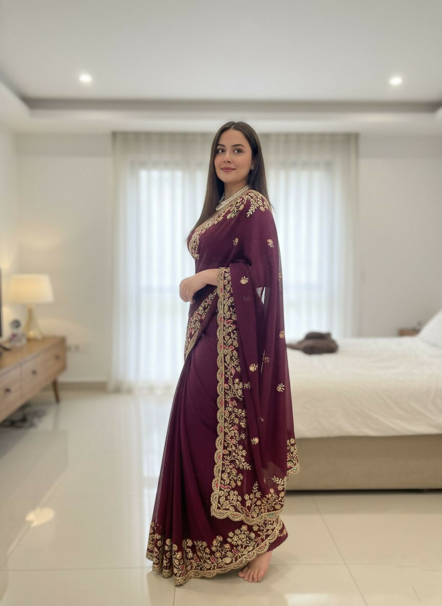 Teeya Creation New Trendy Party Wear Soft Silk Saree-Wine