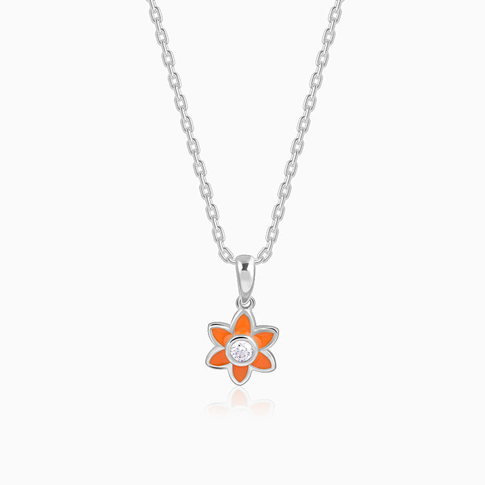 Silver Flourishing Kids Pendant with Link Chain