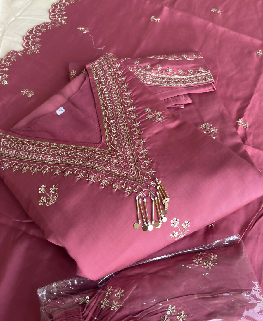 KC Roman Silk Palazzo Suit For Women Wedding Wear Pink