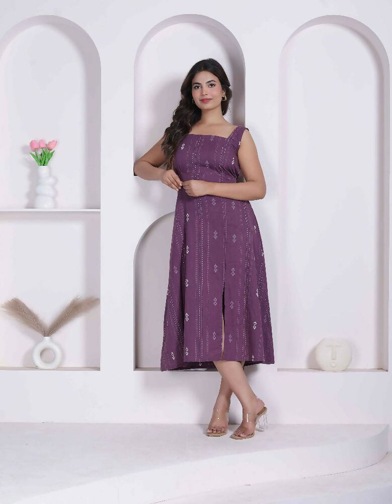 Miravan Womens Abstract Printed Wine ALine Maxi Dress
