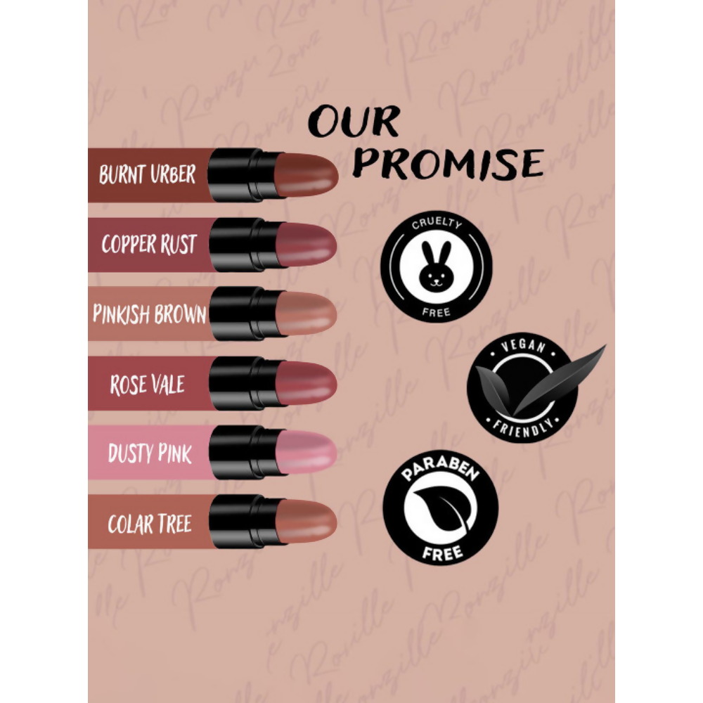 Ronzille Too Glam To Give A Damn Bullet Lipstick Set Of 6 - Nude Edition