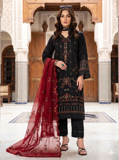 Teeya Creation Womens New Net With Heavy Embroiedery With Sequence Work Black Kurta Set